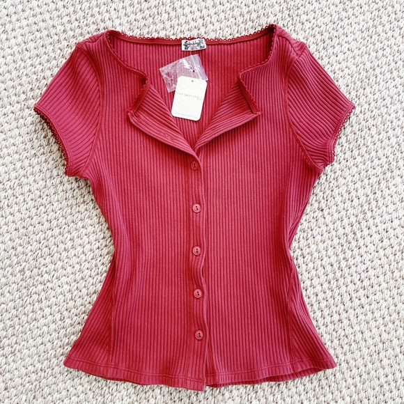 Free People Tops - Free People Ribbed Button-Front Top – Size Small – NWT